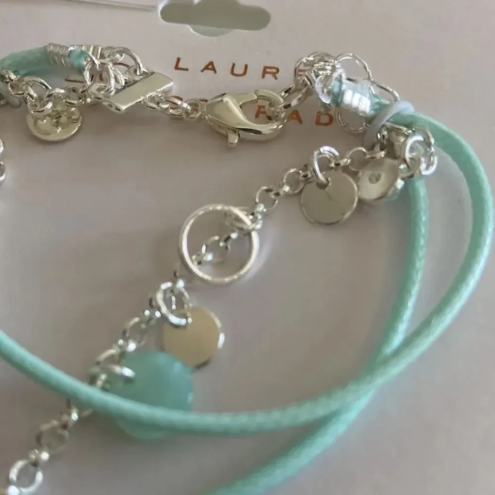 Lauren Conrad NWT Silver and rope mint color bracelet